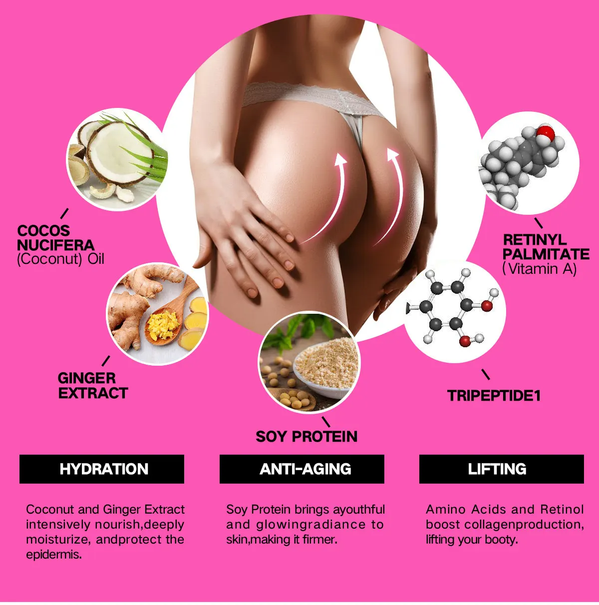 
Private Label Natural Bigger Butt Lift Enlargement Hip Up Creams Buttock Enhancement Cream For Women 