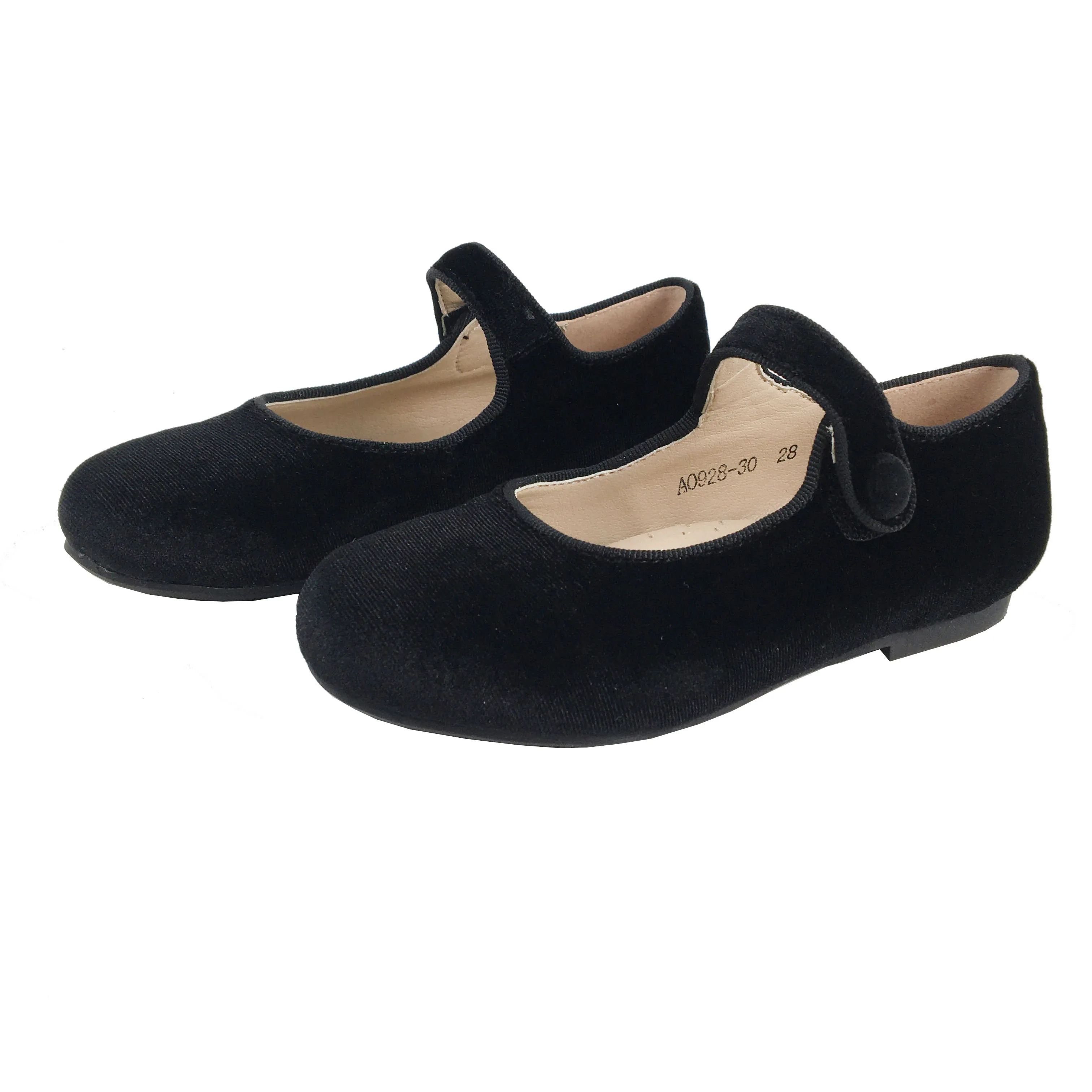 New Arrivals Wholesale Children  Girls All Season Kids Black Velvet Children Casual Shoes Mary Jane Shoes Kids Girl Shoes
