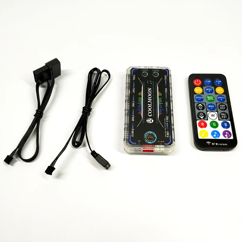COOLMOON Computer case fan LED HUB with remote ARGB music controller Fan light flashes with the rhythm of the music