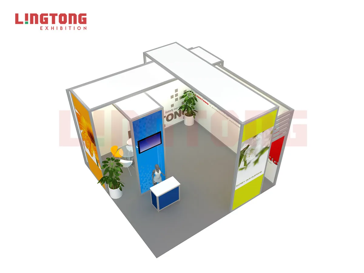 6x6m Customized Exhibition Stand Booth With Aluminum Profiles and Other Lingtong Materials Different Prices in Description