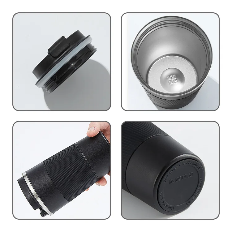 Stainless Steel Vacuum Cup Mug Custom logo Reusable Travel Coffee Tumbler With Silicone Sleeve Thermos Thermal Insulated Double