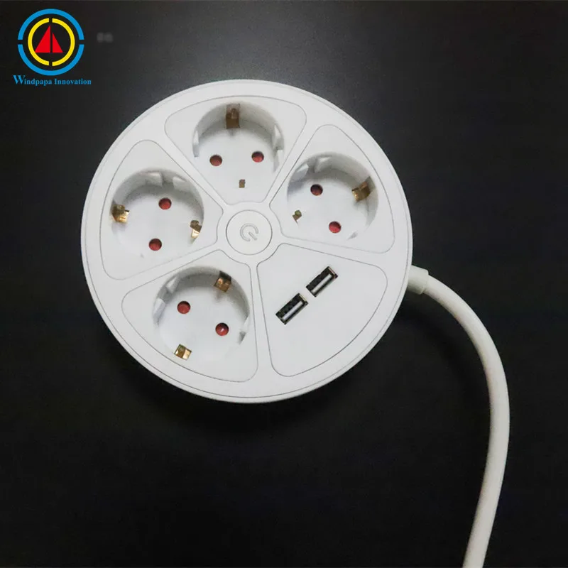 Factory price Power strip EU Standard Round USB Type C PD fast charger with children protection 5V  5 plug GS CE 3.1A 2.1A