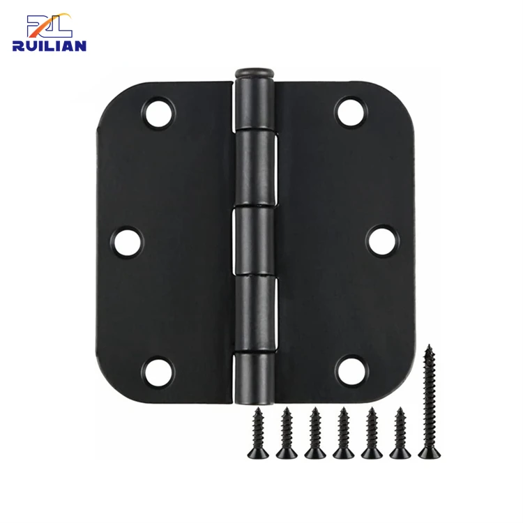 American large rounded corner door hinge matte black plastic swing iron hinge 3/3.5/4 inch civil door and window hinges hardware