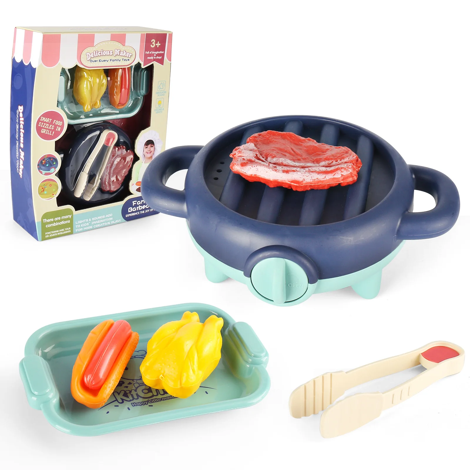 Hot Sale Preschool Toys Pretend Play Kids Pink Cooking Kitchen Set Toys