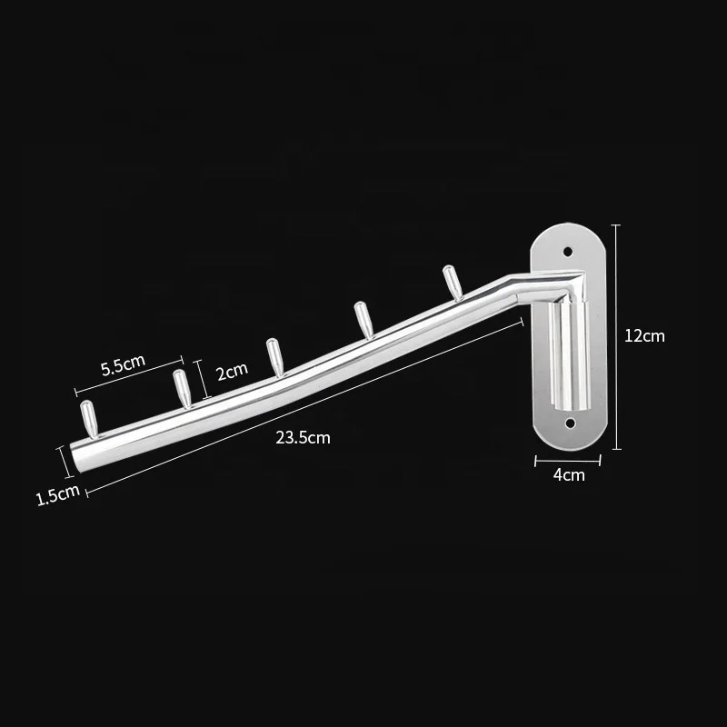 Folding Wall Mounted Clothes Hanger Rack Clothes Hook Stainless Steel with Swing Arm Holder Clothing Hanging Closet Organizer