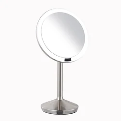 Зеркало для макияжа, портативное волшебное настольное зеркало для ванной комнаты со светодиодной подсветкой, металлическое высококачественное умное зеркало HD