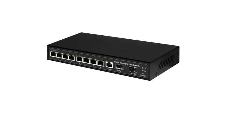 8GE 2SFP 1Console 1Reset Managed Switch Gigabit POE Switch for HD IPC WIFI AP IP Phone