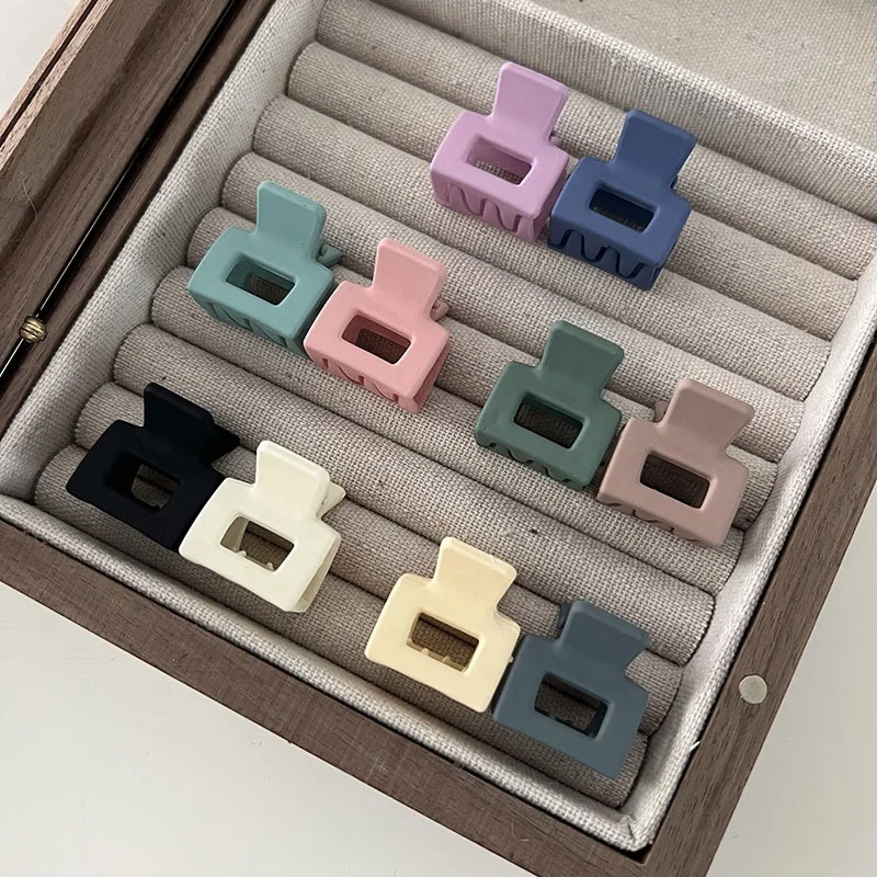 2PC New Mini Korean Hair Clips Claw 2022 Colorful Acrylic Acrylic Square Kids Girl Hair Clips Accessories