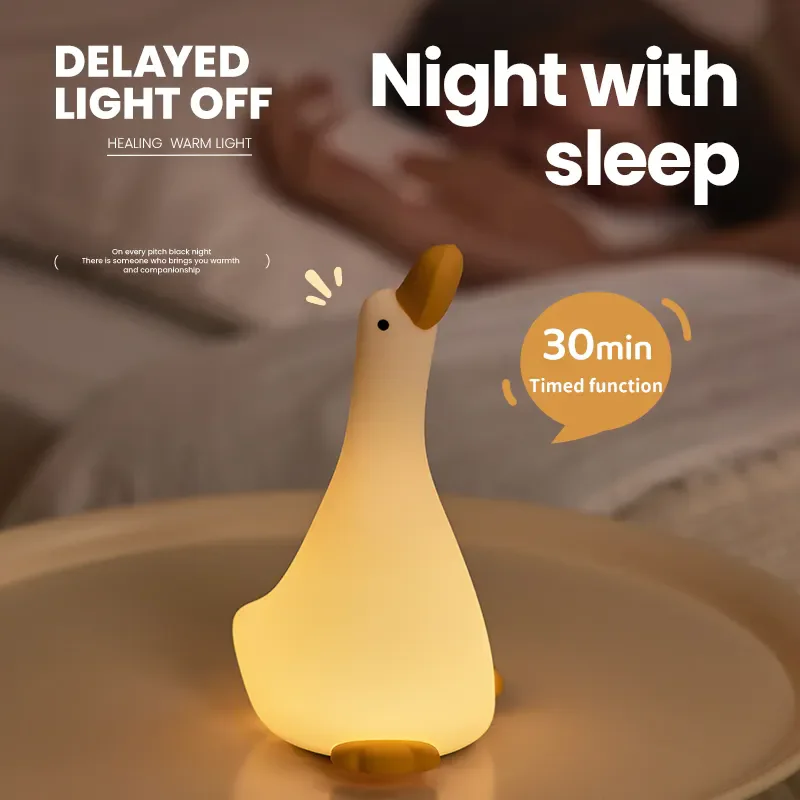 New Design Wholesale Hot Sale Silicone Night Light USB Charging Baby Room Dream Duck Led Night Lamp Sleep Night Light For Kids