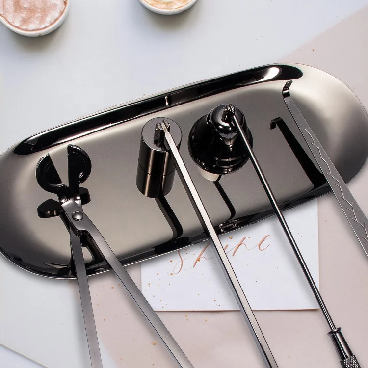 5 in 1 Candle Wicks Trimmer Kit Candle Care Tool Accessory Set Stainless Steel Wicks Scissors Manual Snuffer Extinguisher