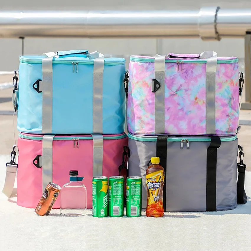 Wholesale Summer Wine Large Capacity Tie Dye Picnic Bags Beach Lunch Leopard Insulated Cooler Bag