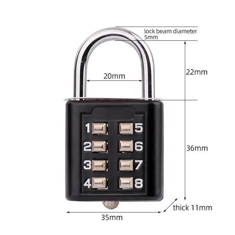 Zinc alloy 8 button password gym cabinet keyless lock code Combination Padlock