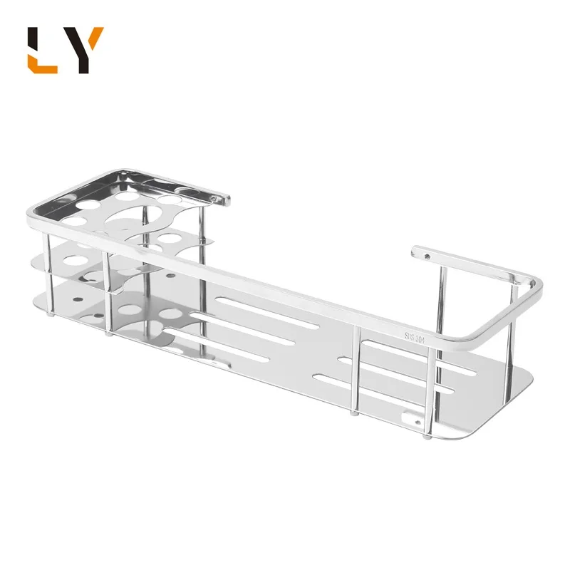 Bathroom Wall Mounted Stainless Steel Toothbrush Shelf Corner Storage Rack