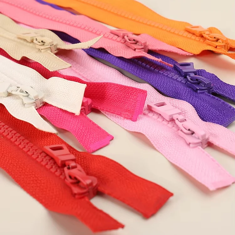 wholesale #5 custom high quality and cheap open end resin zipper for jacket design accessories color resin zipper