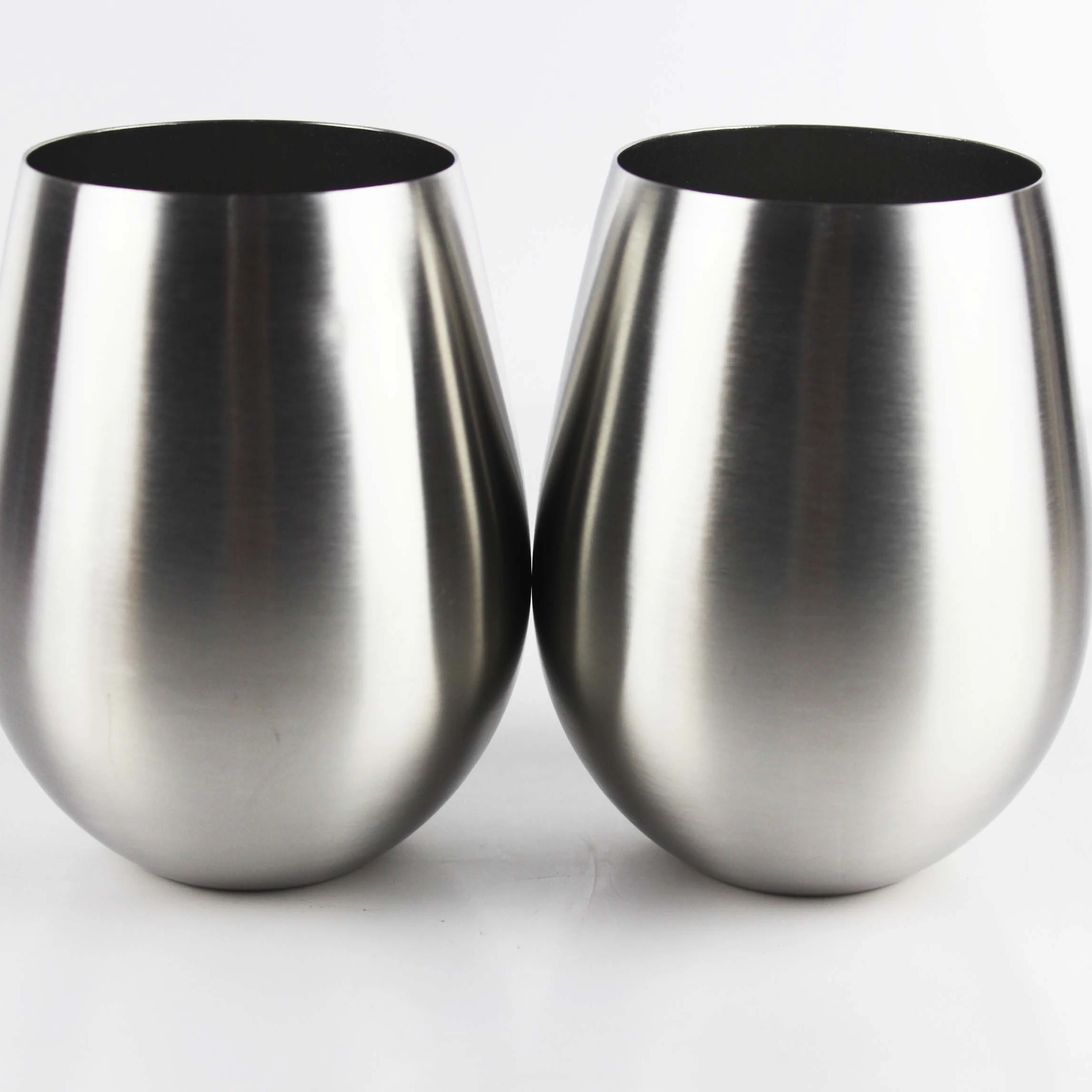 Stainless Steel Wine Glasses,Large 18 Oz Set of 4 Stemless Single Wall Metal Wine Glass Set