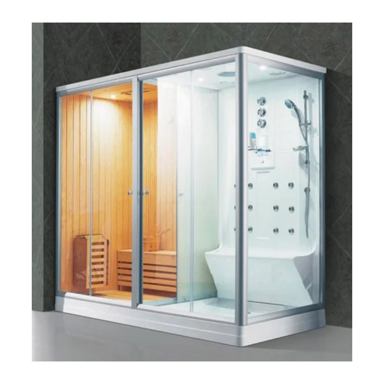 Modern Design Steam Shower Cabin Sauna, Indoor Luxury Bathroom Wooden Steam Sauna Room Shower Combination In Foshan