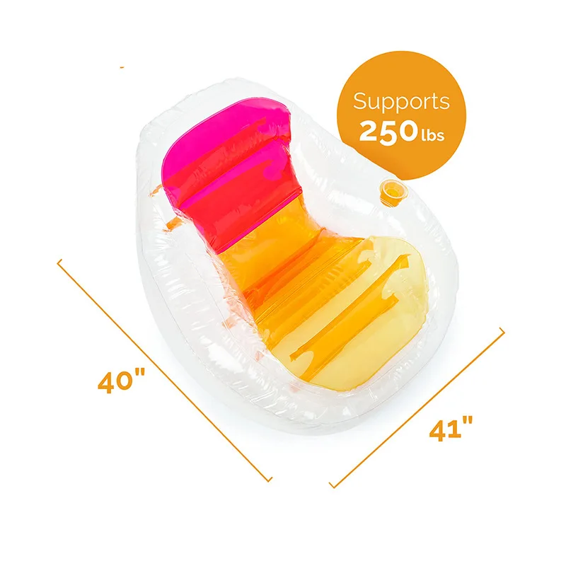 Inflatable Water Sofa Adult Transparent Seat Led Luminous U-Shaped Backrest Swimming Pool Sofa