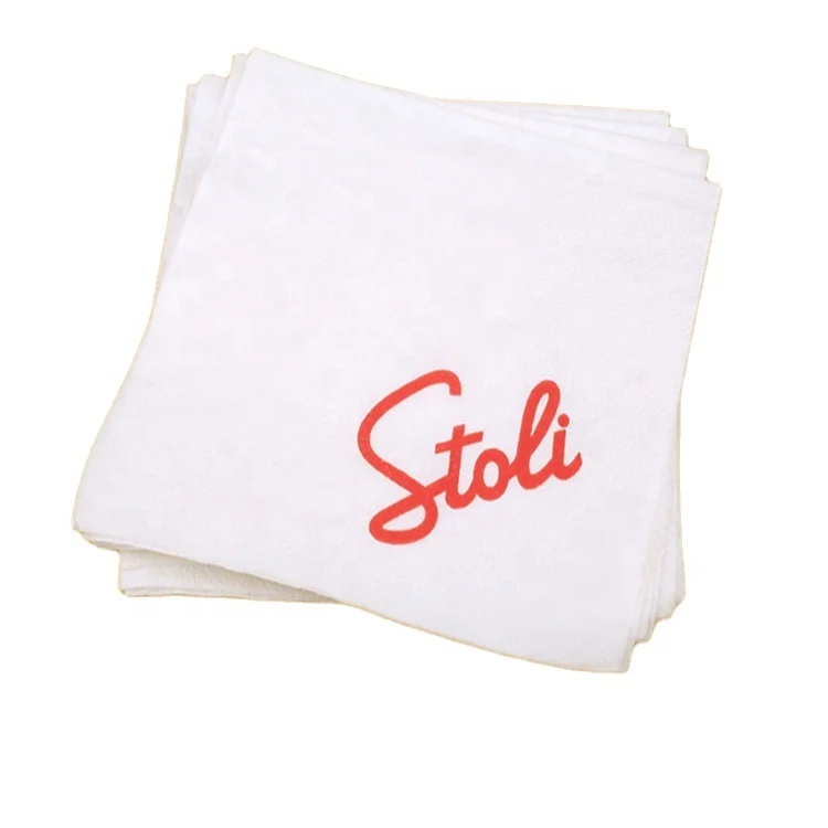 Hotel Beverage Custom logo 23*23cm 1 ply 16gsm Cocktail Paper Napkin
