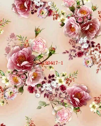 polyester 75D soft crepe chiffon custom flower design styles digital printing for lady wedding dress fabric