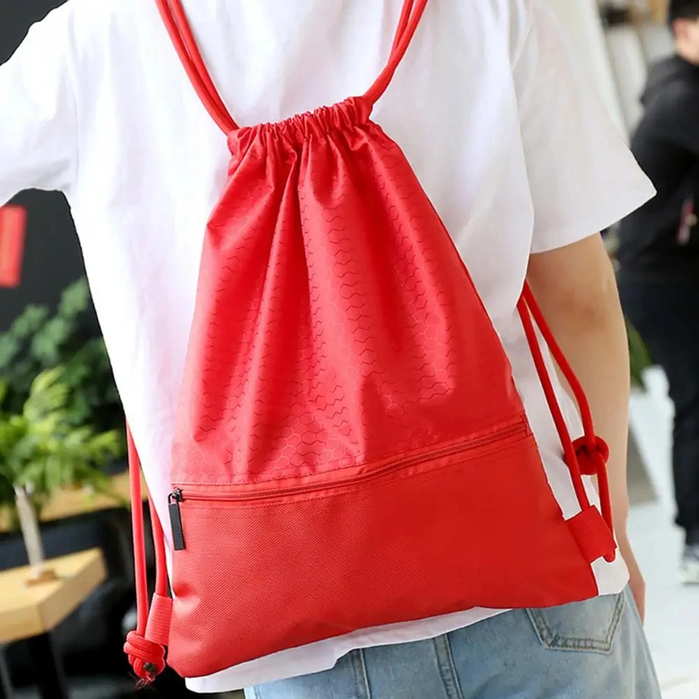 Hot Sale Large Capacity Waterproof Nylon Draw String Backpack Portable Foldable Blue Polyester Drawstring Bag With Your Own Logo