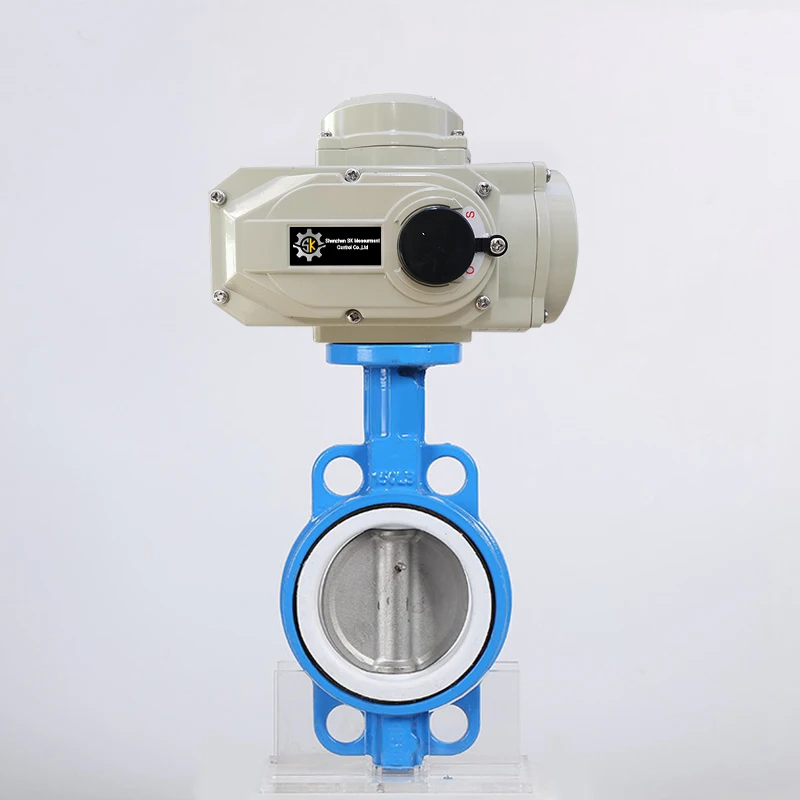 JIS 10K Ductile Iron body ss304 disc Electrical Actuator Butterfly Valve On/of type 110V Motorized Wafer ptfe Butterfly Valve