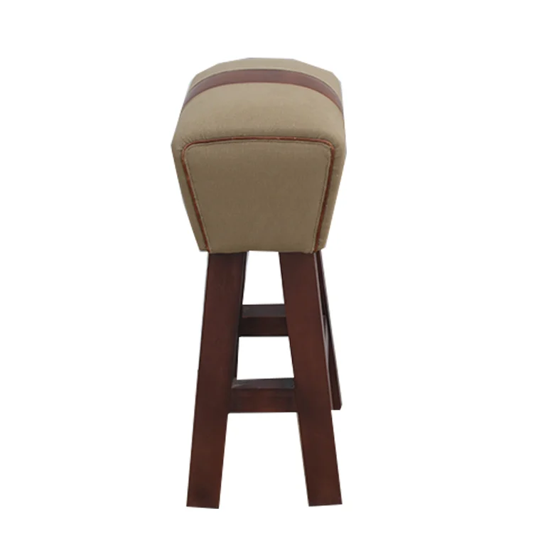  Винтажный кожаный парусиновый стул в стиле лофт с деревянными ножками для гостиной