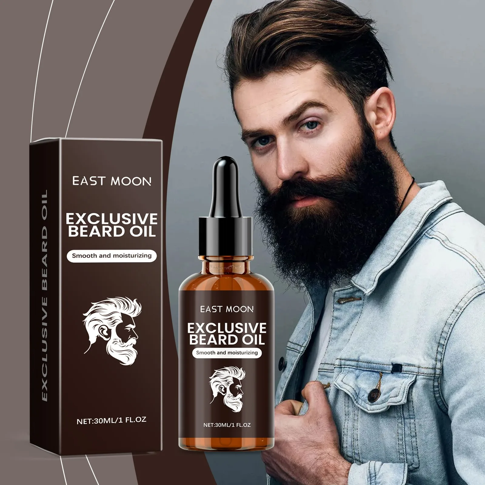 30ml Pure Moroccan Argan Oil Deep Absorption Beard Growth Serum with High Nutrients OEM Private Label Men Beard Care