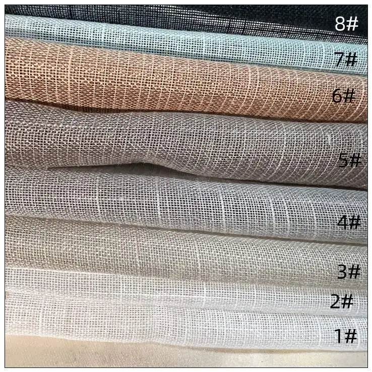 Professional Supplier Doris Slub Tulle fabric 100% Polyester Linen Look Sheer Voile Curtain Fabric Home Textile Fabric