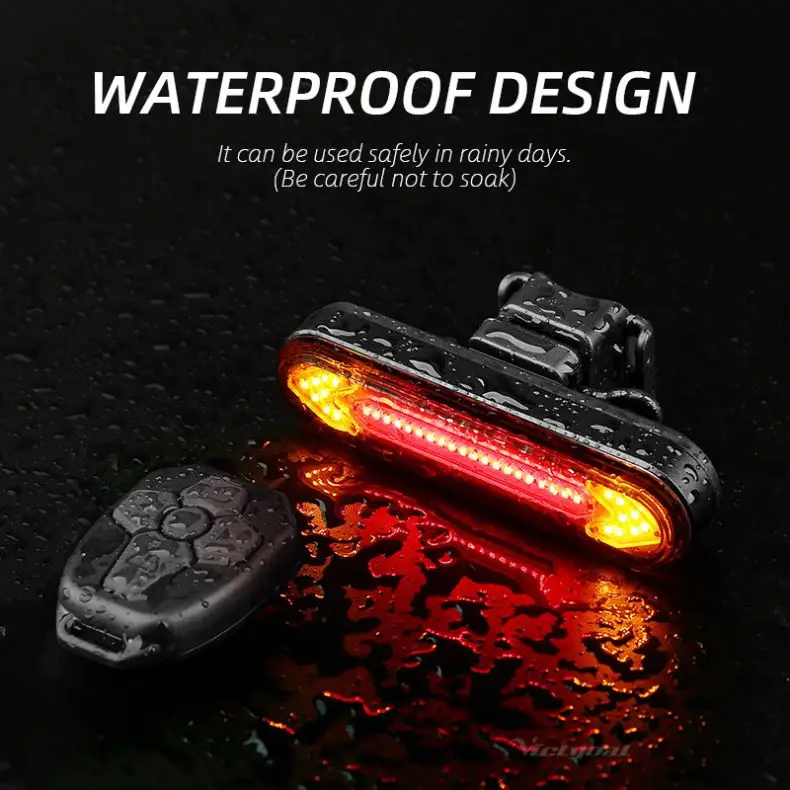 HLM Wireless USB Bike Light Smart Bicycle Rear Light with Remote Indicator light