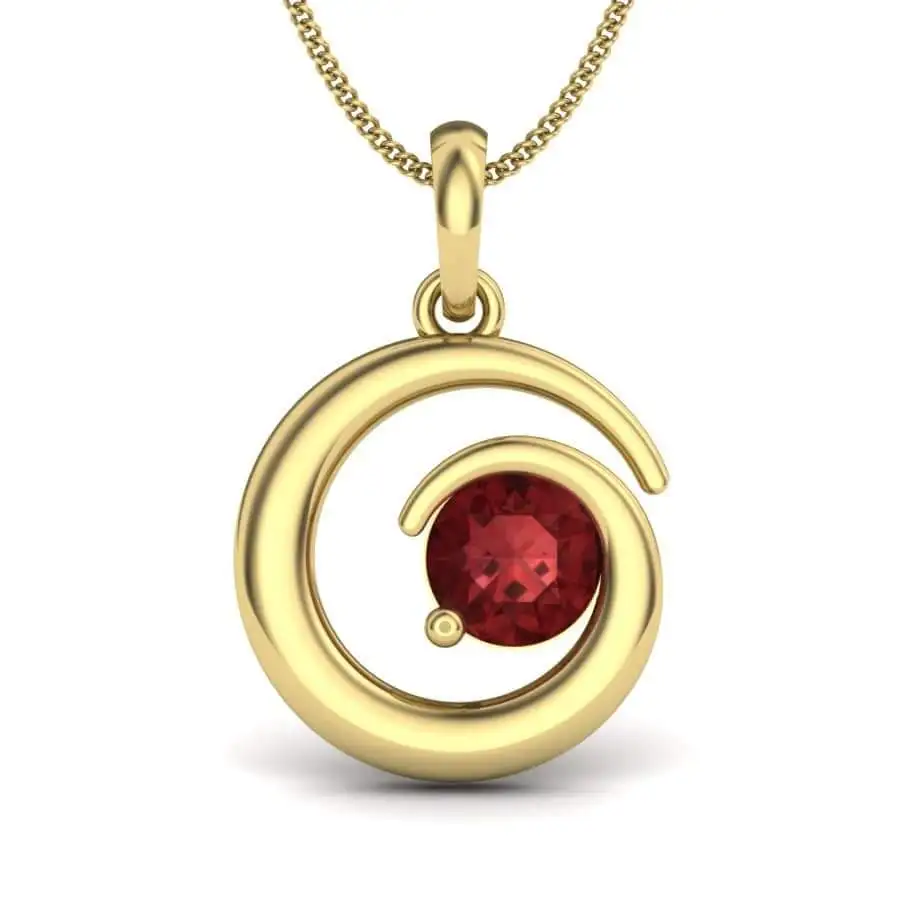 Classic Jewelry 14K Gold Plated Jewelry Garnet Zircon Pendant Necklace For Hip Hop
