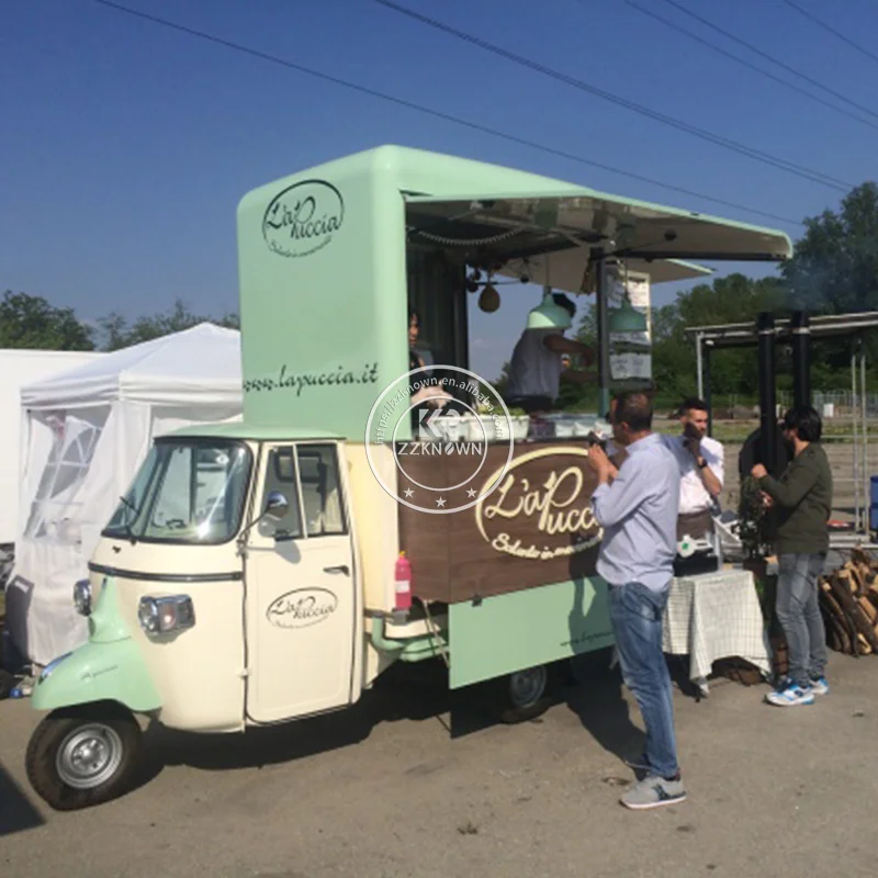 Food Truck Purchase From Factory Food Truck Fabrication Electric Ape Ice Cream Three Wheeler Tricycle For Sale