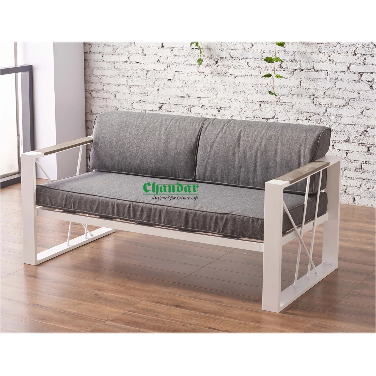 Новейший Комплект алюминиевых диванов для патио с порошковым покрытием и подушкой