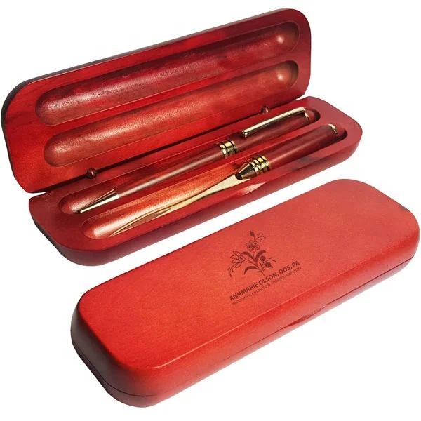 Экологически чистая рекламная деревянная ручка с индивидуальным принтом логотипа Подарочная коробка шариковая