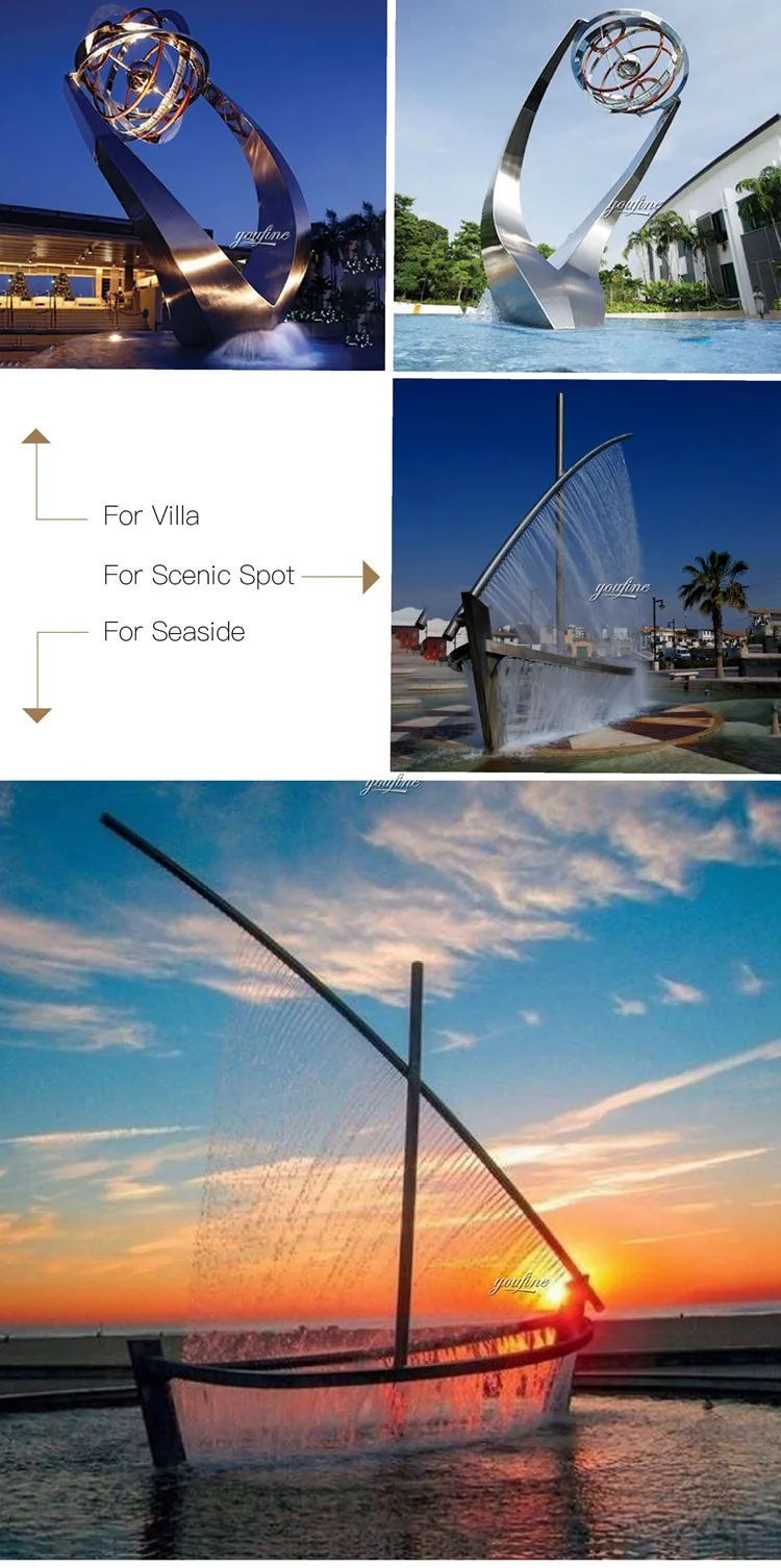  Statue Stainless Steel Sculpture Fountain