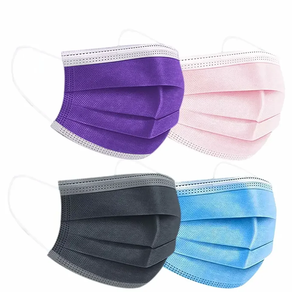 50pcs/Box Breathable Nose Mouth Cover 3 Filter Layer Earloop Disposable Face Mask Nonwoven Face Mask type iir surgical facemask