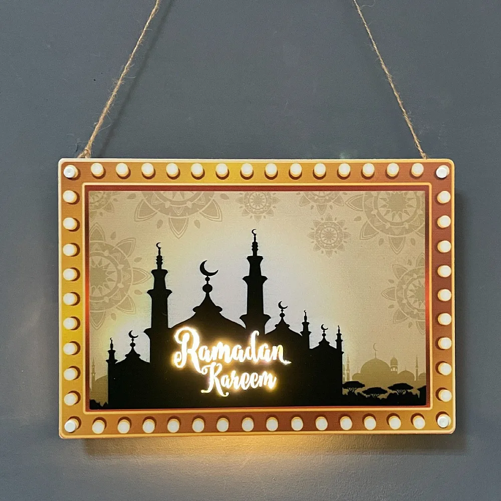 Ramadan Decorations Crafts LED Murals Hanging Pictures Palace Lantern Eid Mubarak Wall Ornament Islamic Muslim Party Decorations