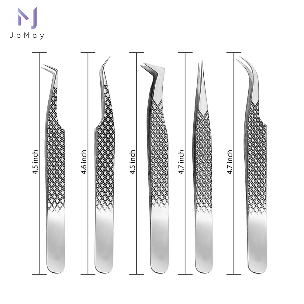 Jomay professional japan 2021 lash grafting tweezer 45 degree russian custom volume eyelash tweezers stainless steel