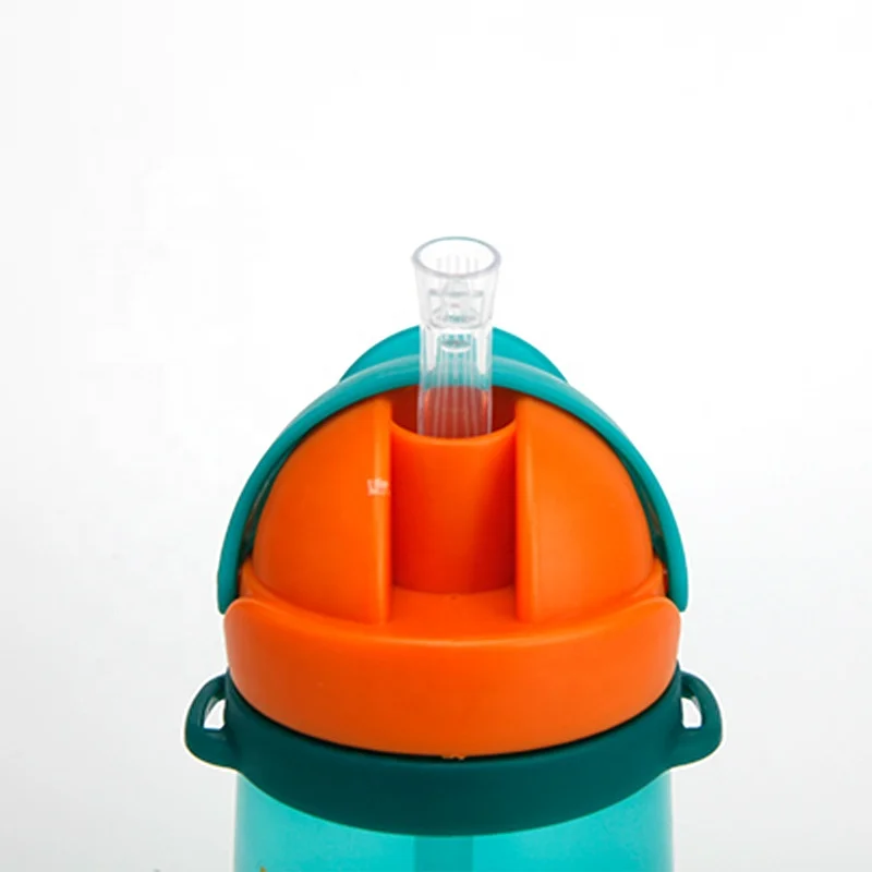 Cille 460ml Custom Cartoon Children Bottle Travel leakage-proof Plastic BPA Free Kids Drinking Cute Water Bottle with Straw