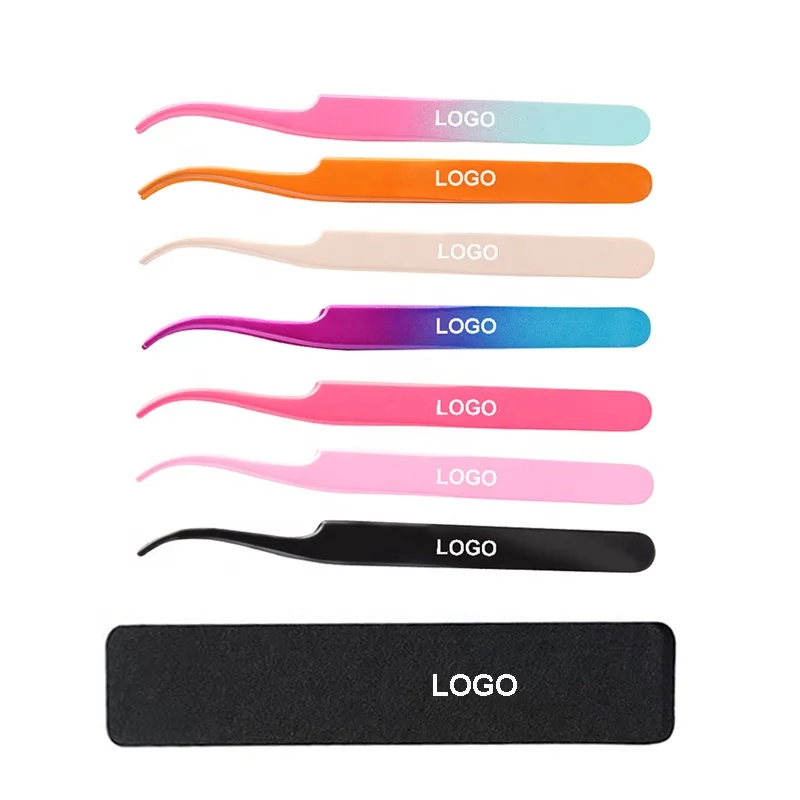 Bulk Beauty Cosmetics Professional Round Tip Gold Stainless Steel Tweezers For Eyelash Extension Custom Logo Eyelash Tweezers