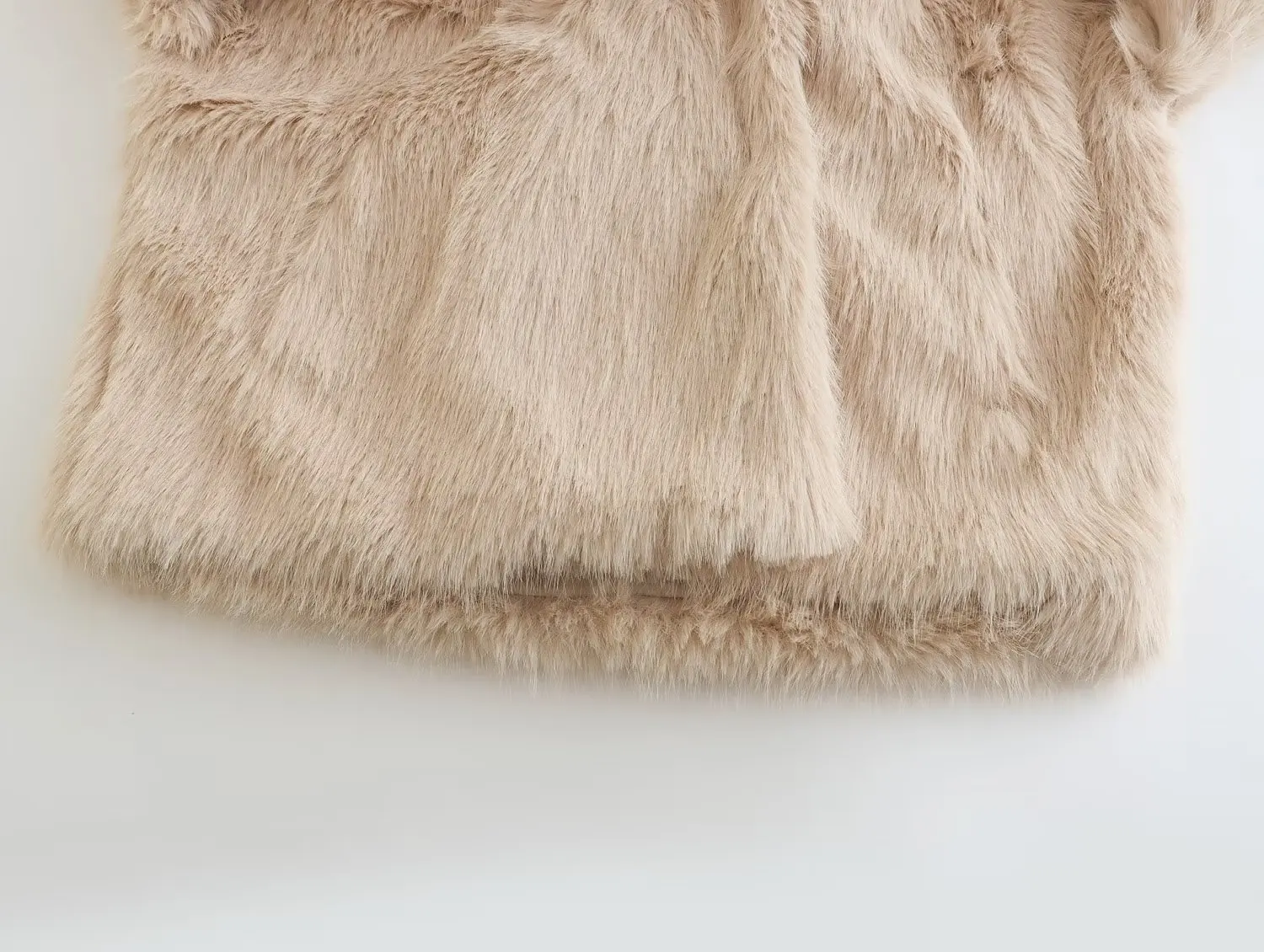 European American Style Turn Down Collar Wool Overcoats Khaki Women Faux Fur Cropped Coat