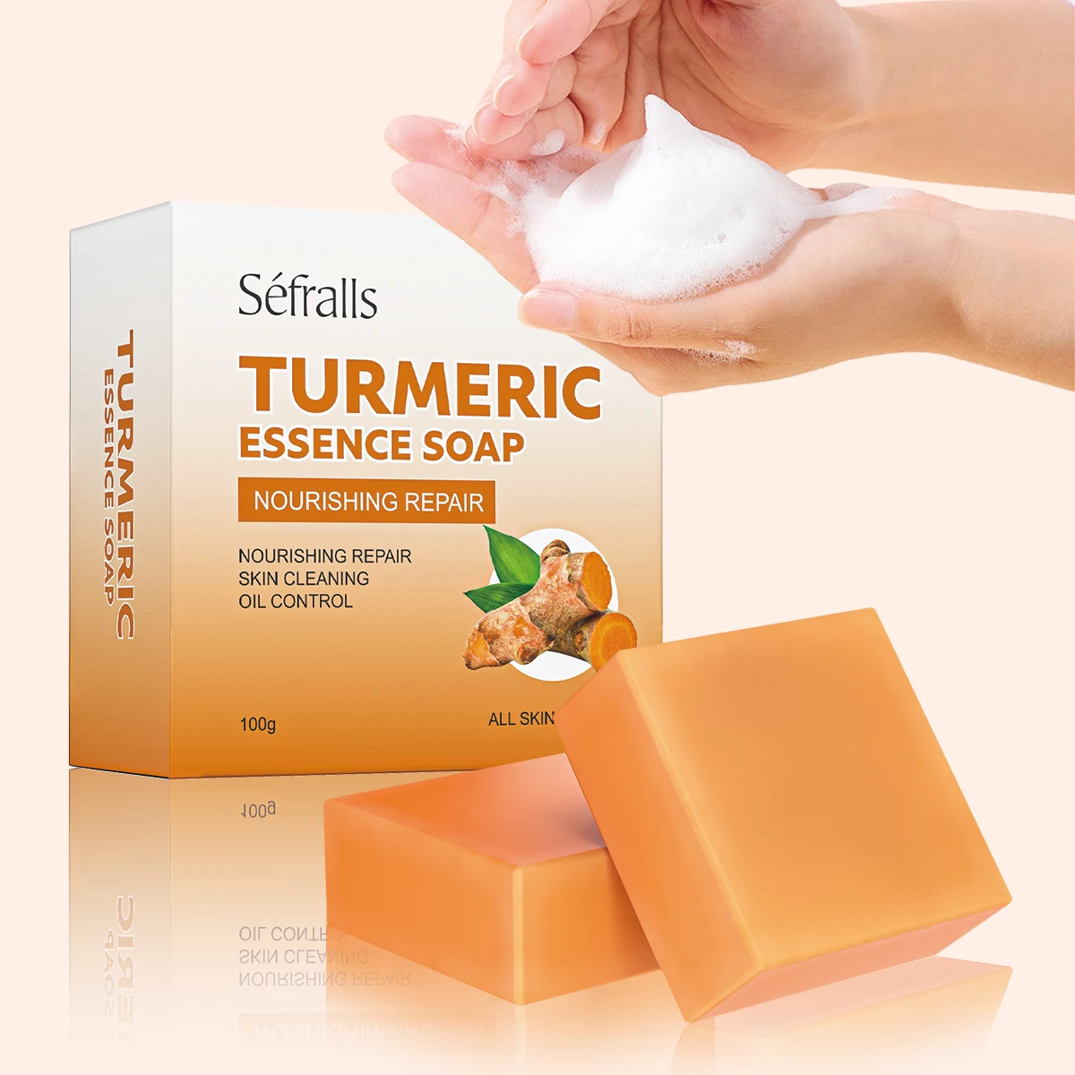 Organic Turmeric Face Soap Handmade in Thailand Customized Logo Solid Form Herbal and Vitamin E Ingredients for Adults