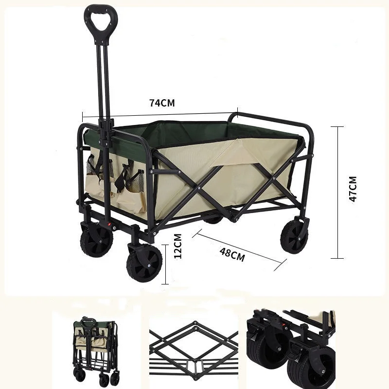 New Lifting Camping Trolley Trailer Outdoor Foldable Oversized Camping Trolley Picnic Cart Stall Trolley