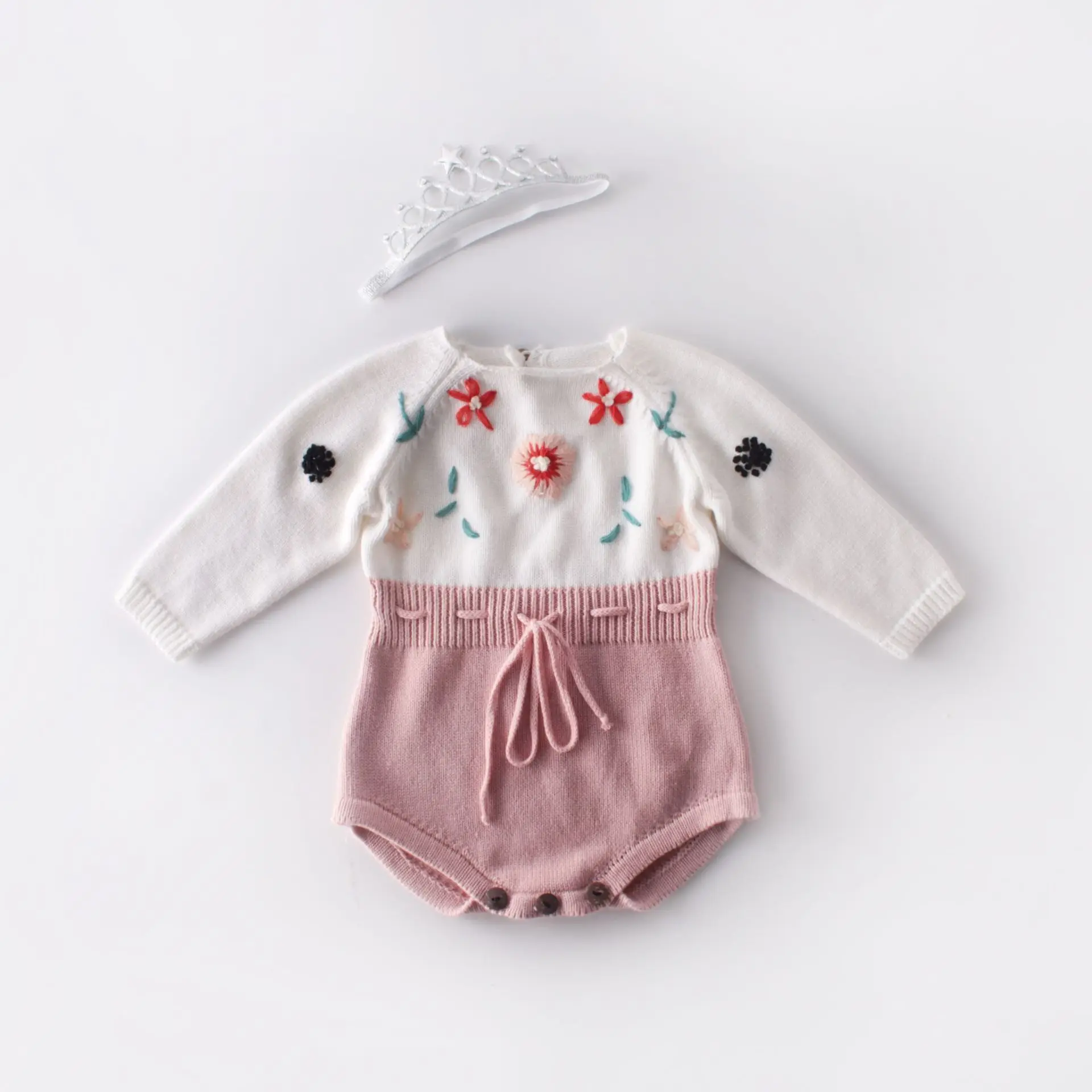 clothes for babies hand embroidered sweater knitting wool conjoined clothing bag used for travel fart ah climb clothes