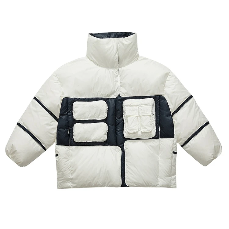 2021 winter women plus size modern fashion color with many pockets stand collar puffer down coat