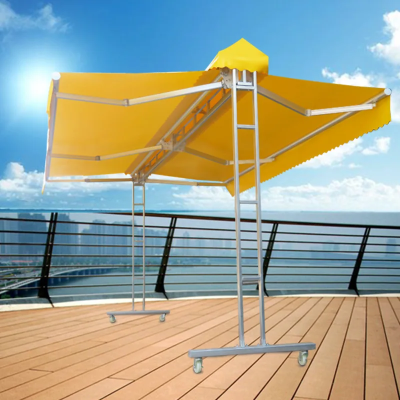folding retractable double open parking sunshade, outdoor courtyard balcony, aluminum alloy villa, electric awning