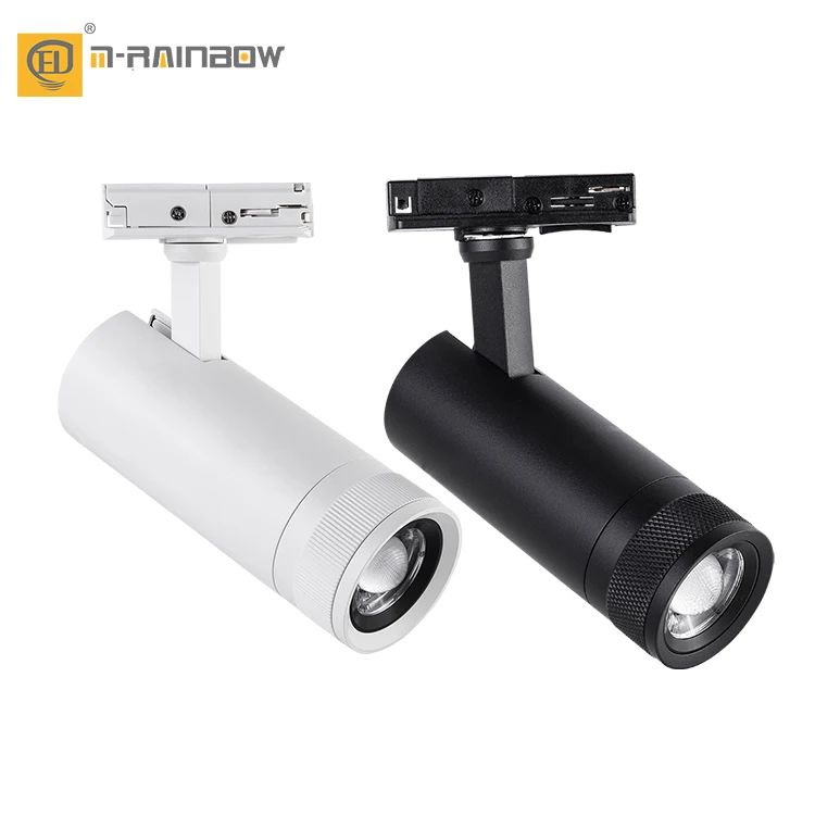 Indoor Black Aluminum Adjustable Moving Spotlight 10w 15w 20w 30w 36w Zoomable Led Track Light For Project Showroom