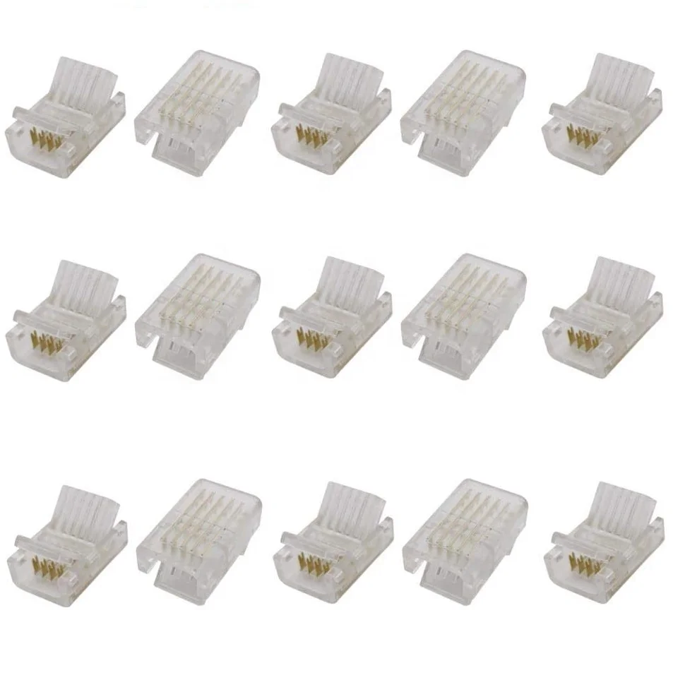 New Crystal Clip Wire 10mm IP65 Waterproof 2Pin 3Pin 4Pin 5Pin Female I Type LED Strip Connector