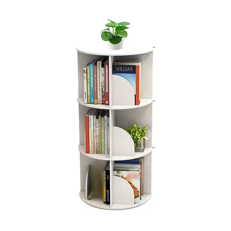 2023 wood small 3 4 5 tier level book storage shelf stand creative floor 360 rotating wooden bookshelf