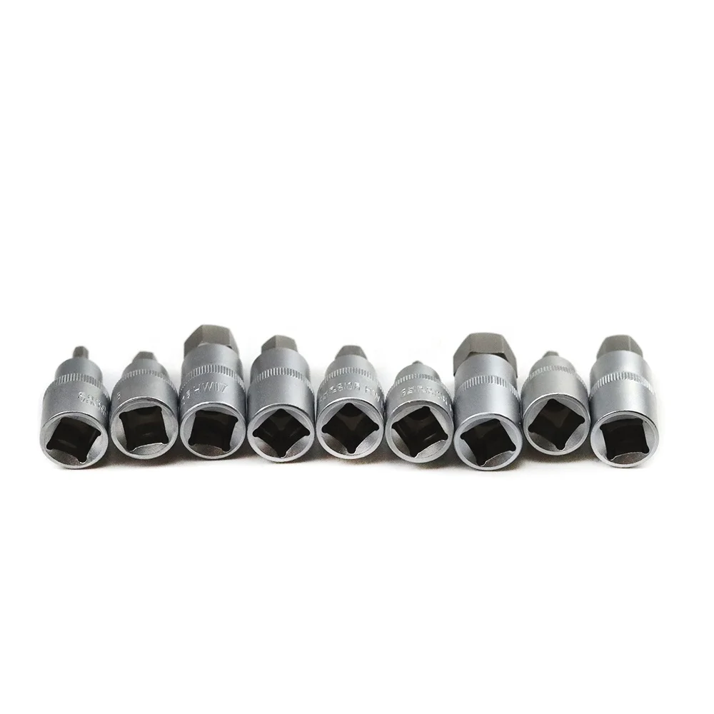 50Bv30 Cr-V 9Pcs Hex Key Bits Multi-Size Ball End Hardware Tool Flat Ball Head Allen Hexagon Socket Set Wrench Tool Set