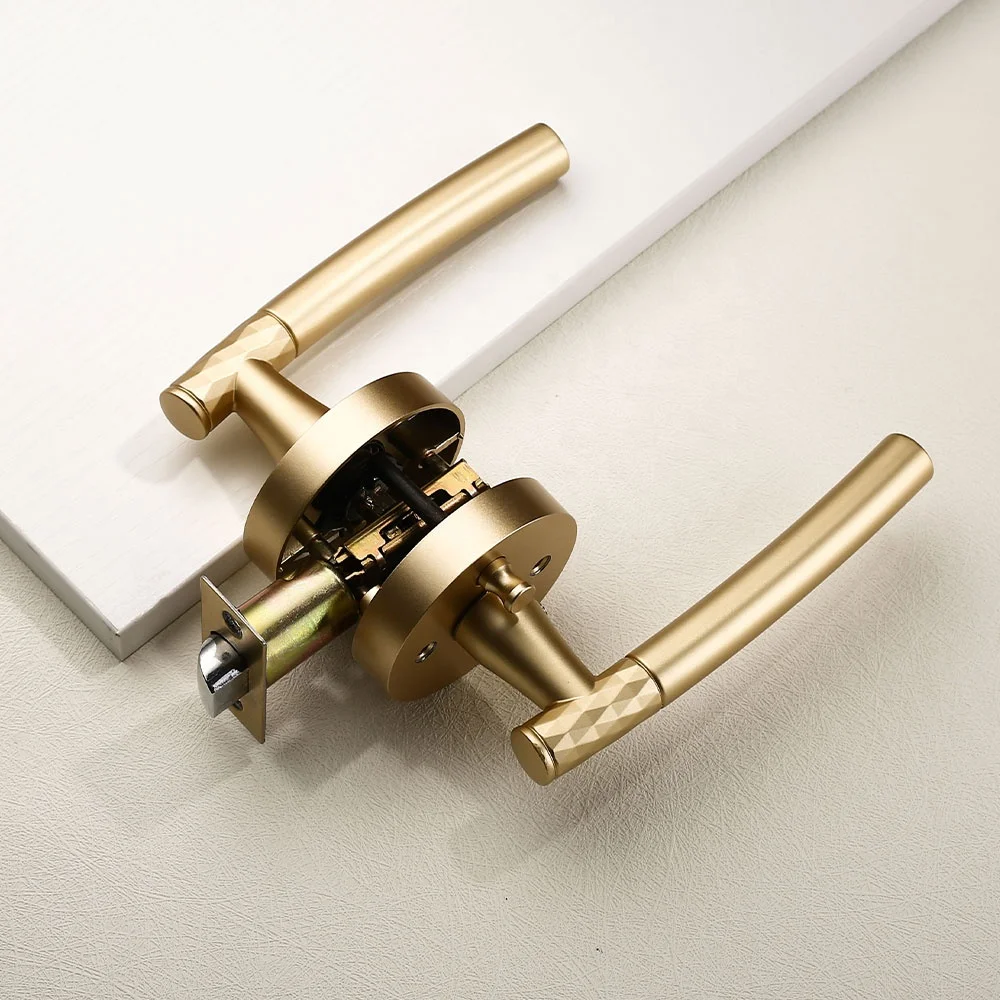 FILTA  Privacy Tubular Round Matt Black Lever Door Handles American Bathroom Handle Door Locks